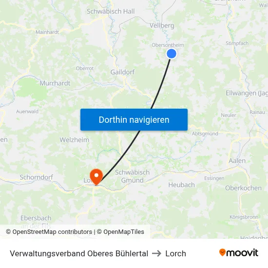 Verwaltungsverband Oberes Bühlertal to Lorch map