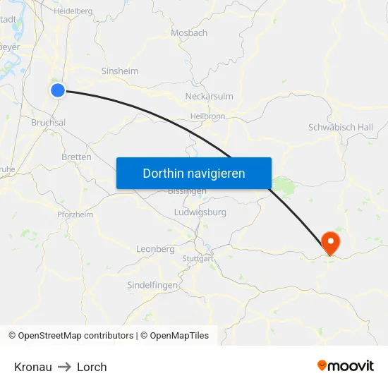 Kronau to Lorch map