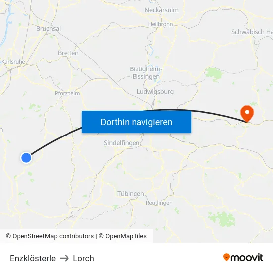 Enzklösterle to Lorch map