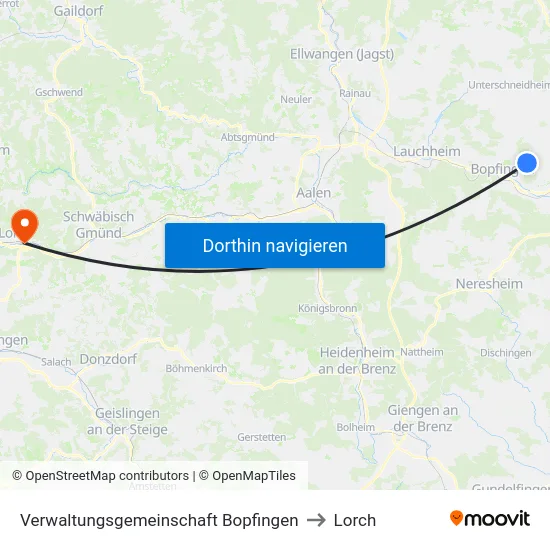 Verwaltungsgemeinschaft Bopfingen to Lorch map