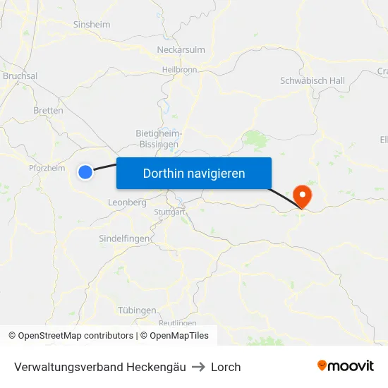 Verwaltungsverband Heckengäu to Lorch map
