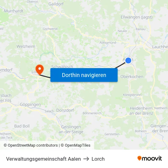 Verwaltungsgemeinschaft Aalen to Lorch map
