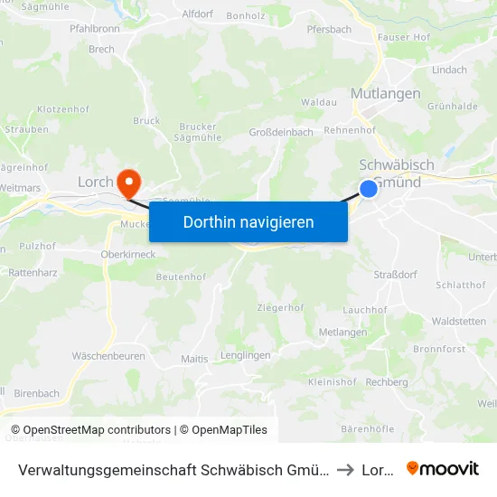 Verwaltungsgemeinschaft Schwäbisch Gmünd to Lorch map