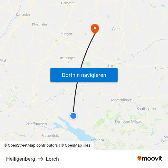 Heiligenberg to Lorch map