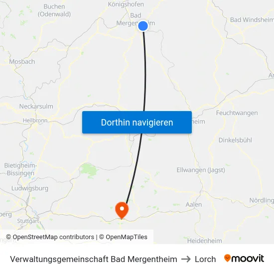 Verwaltungsgemeinschaft Bad Mergentheim to Lorch map
