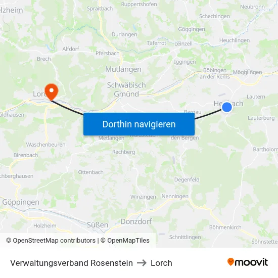 Verwaltungsverband Rosenstein to Lorch map