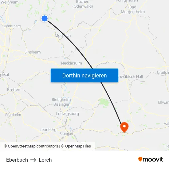 Eberbach to Lorch map