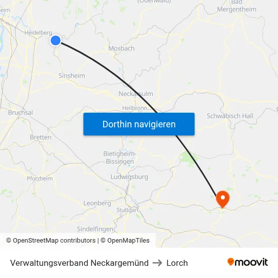 Verwaltungsverband Neckargemünd to Lorch map