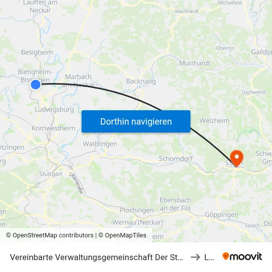 Vereinbarte Verwaltungsgemeinschaft Der Stadt Bietigheim-Bissingen to Lorch map