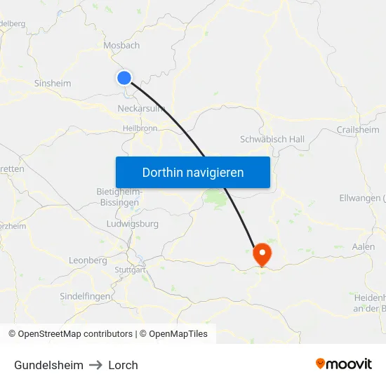Gundelsheim to Lorch map