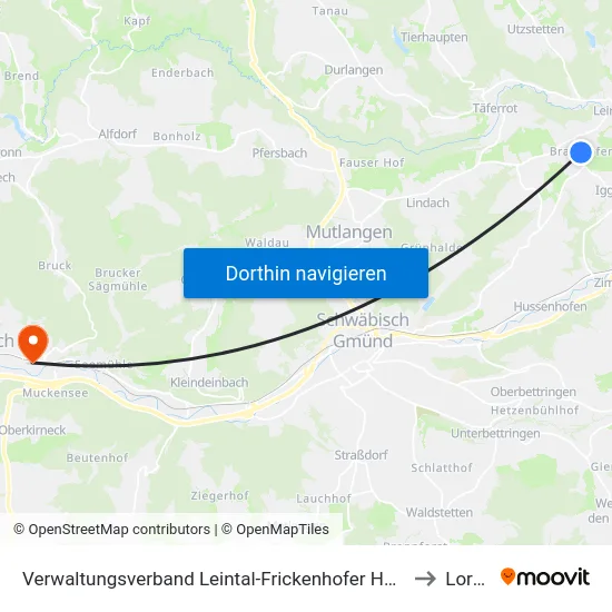 Verwaltungsverband Leintal-Frickenhofer Höhe to Lorch map