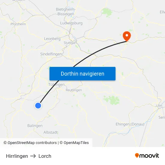 Hirrlingen to Lorch map