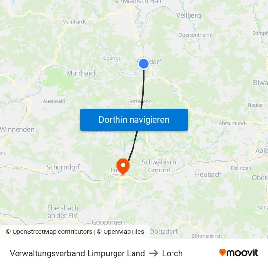 Verwaltungsverband Limpurger Land to Lorch map