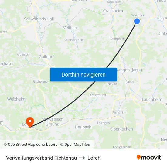 Verwaltungsverband Fichtenau to Lorch map