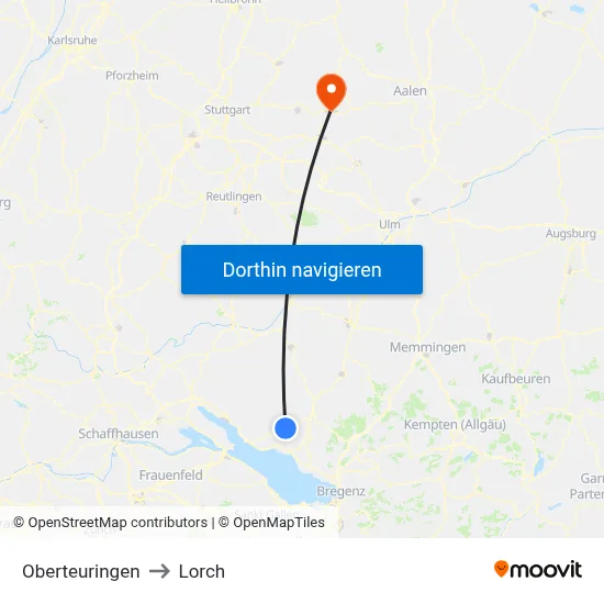 Oberteuringen to Lorch map