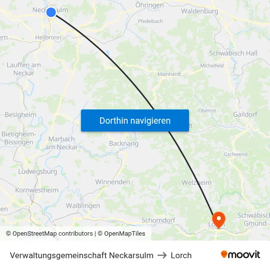 Verwaltungsgemeinschaft Neckarsulm to Lorch map