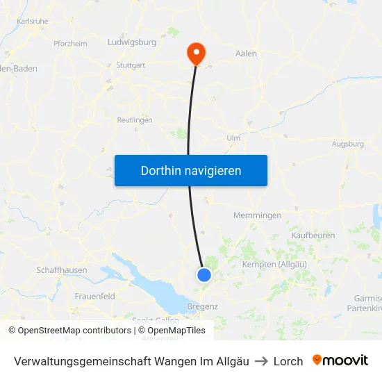 Verwaltungsgemeinschaft Wangen Im Allgäu to Lorch map