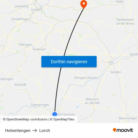 Hohentengen to Lorch map