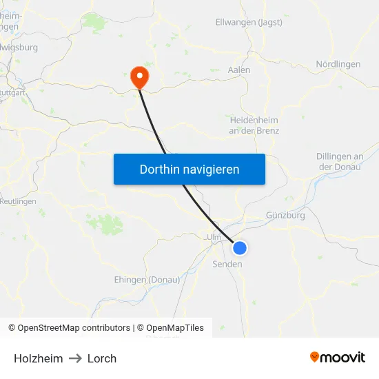 Holzheim to Lorch map