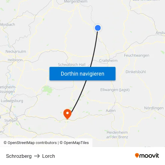 Schrozberg to Lorch map
