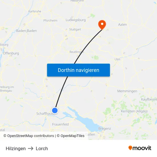 Hilzingen to Lorch map