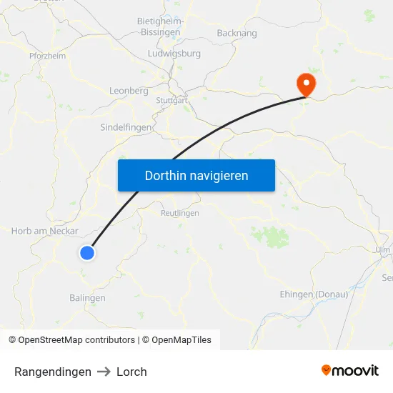 Rangendingen to Lorch map