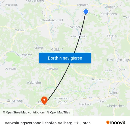 Verwaltungsverband Ilshofen-Vellberg to Lorch map