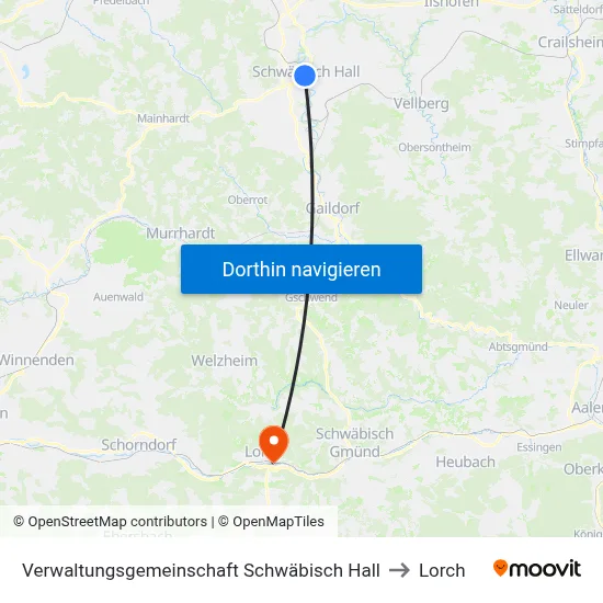 Verwaltungsgemeinschaft Schwäbisch Hall to Lorch map