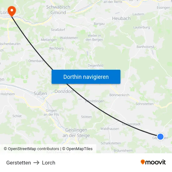 Gerstetten to Lorch map