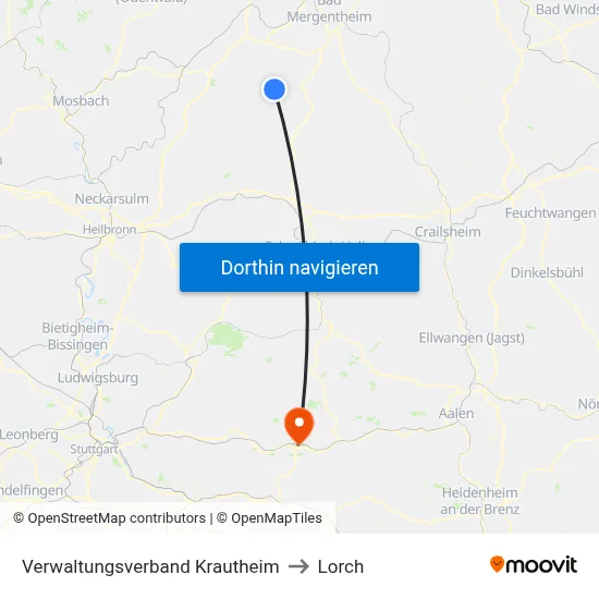 Verwaltungsverband Krautheim to Lorch map