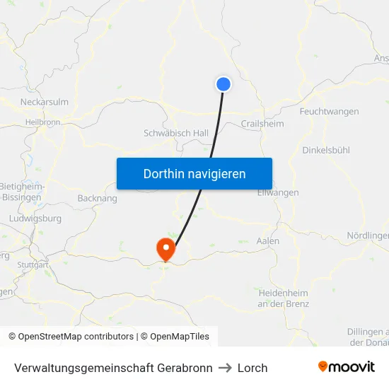 Verwaltungsgemeinschaft Gerabronn to Lorch map