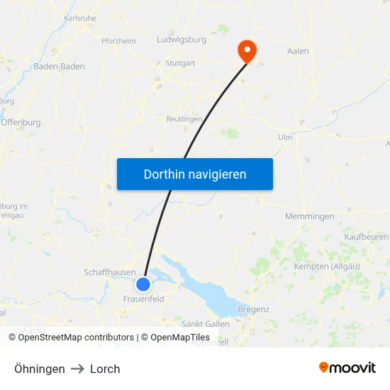 Öhningen to Lorch map