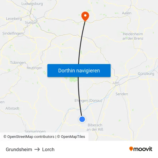 Grundsheim to Lorch map