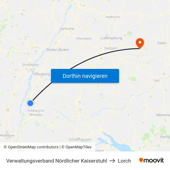 Verwaltungsverband Nördlicher Kaiserstuhl to Lorch map
