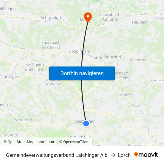 Gemeindeverwaltungsverband Laichinger Alb to Lorch map
