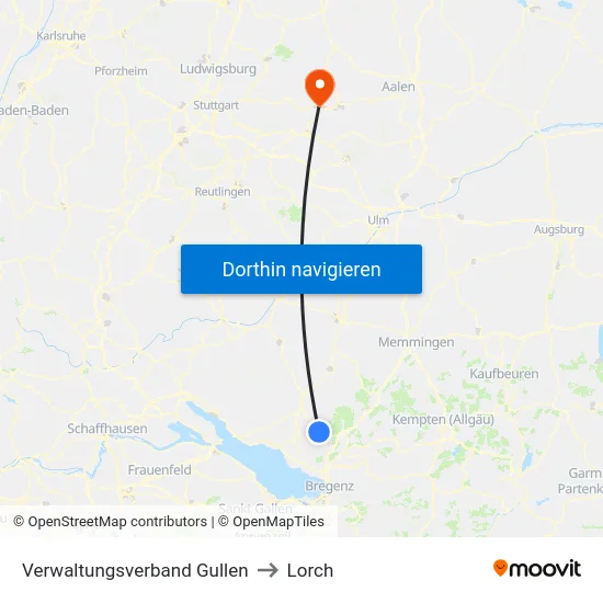 Verwaltungsverband Gullen to Lorch map