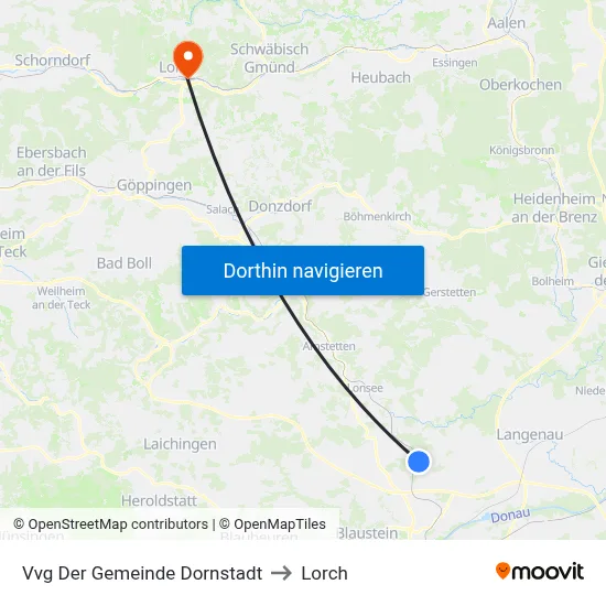 Vvg Der Gemeinde Dornstadt to Lorch map