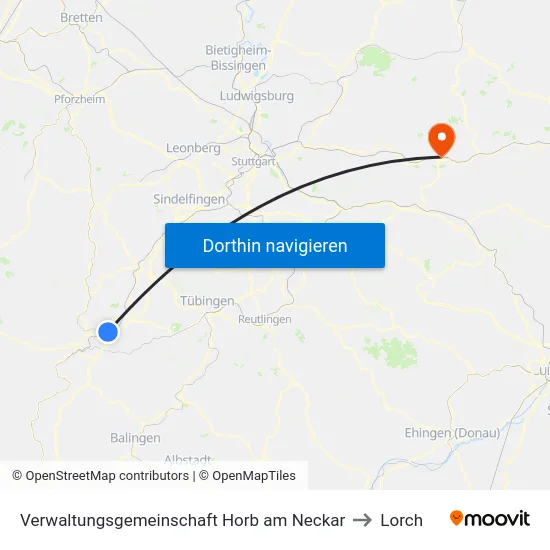 Verwaltungsgemeinschaft Horb am Neckar to Lorch map