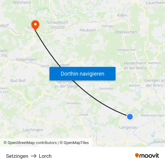 Setzingen to Lorch map