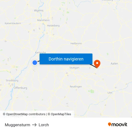 Muggensturm to Lorch map