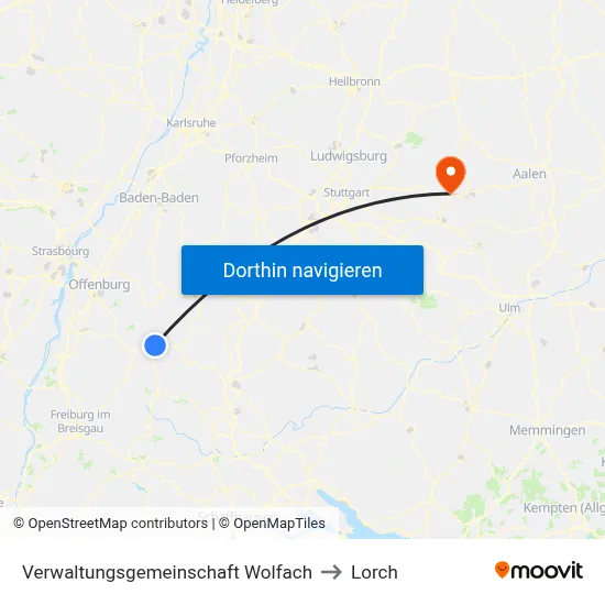 Verwaltungsgemeinschaft Wolfach to Lorch map