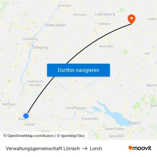 Verwaltungsgemeinschaft Lörrach to Lorch map
