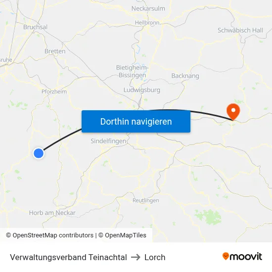 Verwaltungsverband Teinachtal to Lorch map