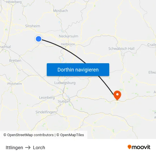 Ittlingen to Lorch map