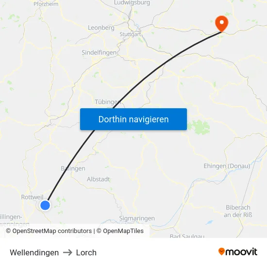 Wellendingen to Lorch map