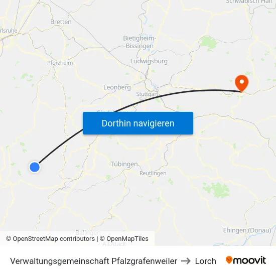 Verwaltungsgemeinschaft Pfalzgrafenweiler to Lorch map