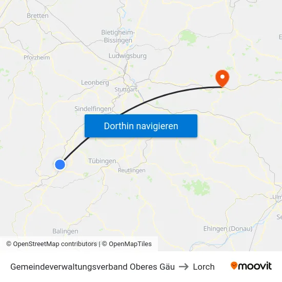 Gemeindeverwaltungsverband Oberes Gäu to Lorch map