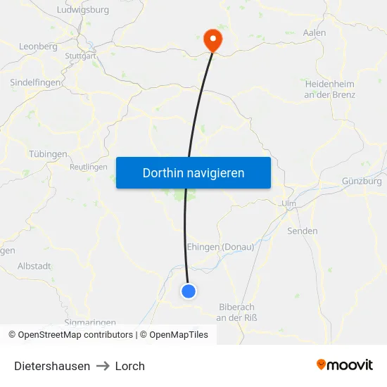 Dietershausen to Lorch map