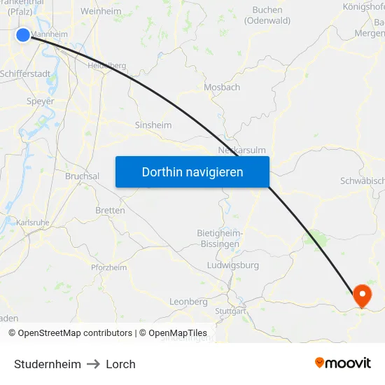 Studernheim to Lorch map