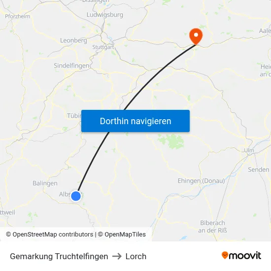 Gemarkung Truchtelfingen to Lorch map